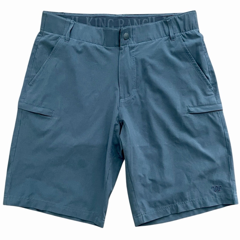 King Ranch Mens Performance Utility‎ Shorts Slate Blue Running W Logo Size Large